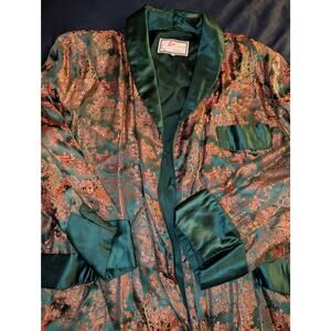 Vintage Solz Squirrel Chinese Brocade Satin Silk Robe Kimono Size 54 No Belt